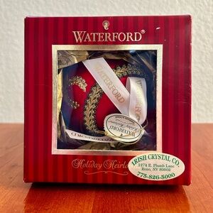 Waterford Holiday Heirlooms Ornament Golden Ribbon Ball - Boxed